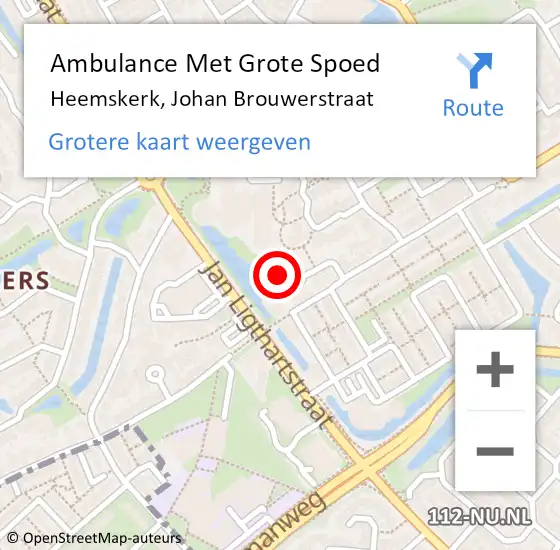 Locatie op kaart van de 112 melding: Ambulance Met Grote Spoed Naar Heemskerk, Johan Brouwerstraat op 17 mei 2024 17:57
