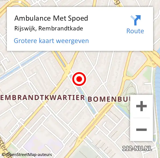 Locatie op kaart van de 112 melding: Ambulance Met Spoed Naar Rijswijk, Rembrandtkade op 17 mei 2024 17:57