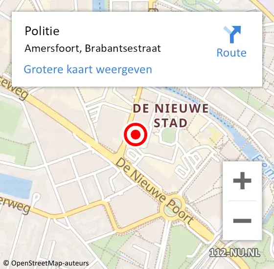 Locatie op kaart van de 112 melding: Politie Amersfoort, Brabantsestraat op 17 mei 2024 18:07