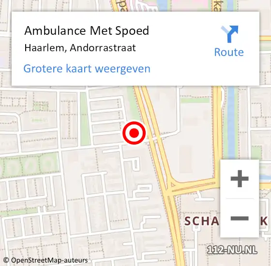 Locatie op kaart van de 112 melding: Ambulance Met Spoed Naar Haarlem, Andorrastraat op 17 mei 2024 18:21
