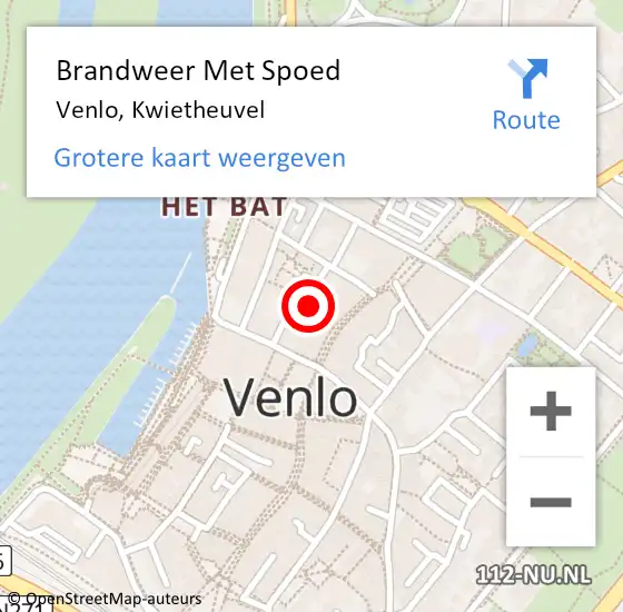 Locatie op kaart van de 112 melding: Brandweer Met Spoed Naar Venlo, Kwietheuvel op 17 mei 2024 18:22