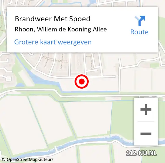Locatie op kaart van de 112 melding: Brandweer Met Spoed Naar Rhoon, Willem de Kooning Allee op 17 mei 2024 18:26