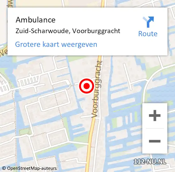 Locatie op kaart van de 112 melding: Ambulance Zuid-Scharwoude, Voorburggracht op 17 mei 2024 18:30
