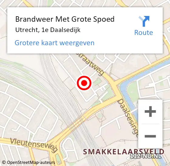 Locatie op kaart van de 112 melding: Brandweer Met Grote Spoed Naar Utrecht, 1e Daalsedijk op 17 mei 2024 18:38