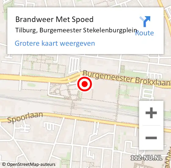 Locatie op kaart van de 112 melding: Brandweer Met Spoed Naar Tilburg, Burgemeester Stekelenburgplein op 17 mei 2024 19:05