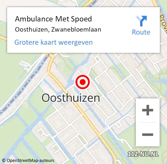 Locatie op kaart van de 112 melding: Ambulance Met Spoed Naar Oosthuizen, Zwanebloemlaan op 17 mei 2024 19:09