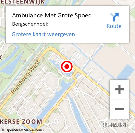 Locatie op kaart van de 112 melding: Ambulance Met Grote Spoed Naar Bergschenhoek op 17 mei 2024 19:14