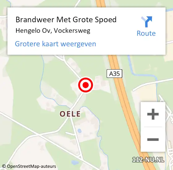 Locatie op kaart van de 112 melding: Brandweer Met Grote Spoed Naar Hengelo Ov, Vockersweg op 6 oktober 2014 11:06