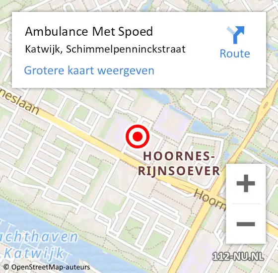 Locatie op kaart van de 112 melding: Ambulance Met Spoed Naar Katwijk, Schimmelpenninckstraat op 17 mei 2024 19:37