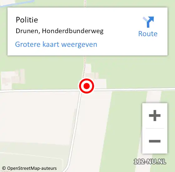 Locatie op kaart van de 112 melding: Politie Drunen, Honderdbunderweg op 17 mei 2024 19:42