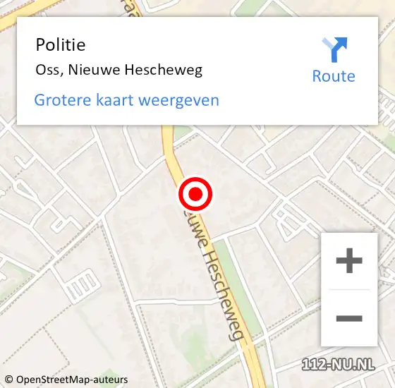 Locatie op kaart van de 112 melding: Politie Oss, Nieuwe Hescheweg op 17 mei 2024 19:52