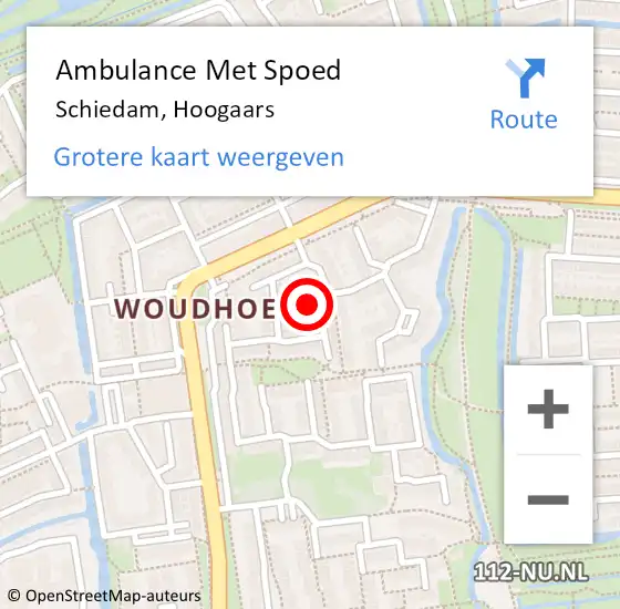 Locatie op kaart van de 112 melding: Ambulance Met Spoed Naar Schiedam, Hoogaars op 17 mei 2024 19:55