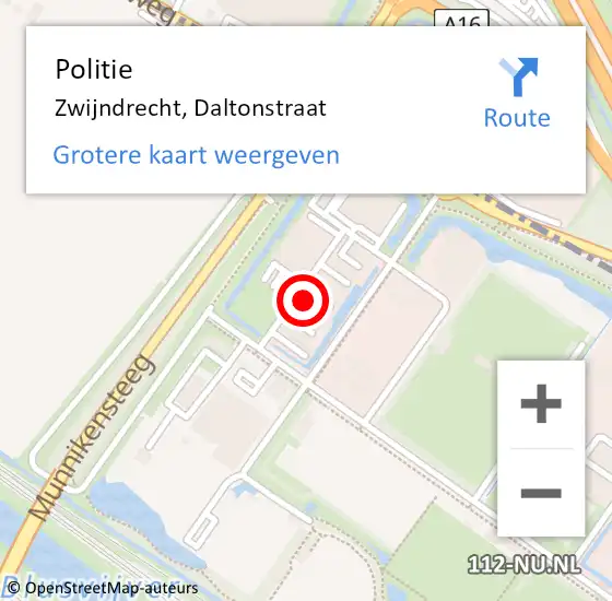 Locatie op kaart van de 112 melding: Politie Zwijndrecht, Daltonstraat op 17 mei 2024 20:25