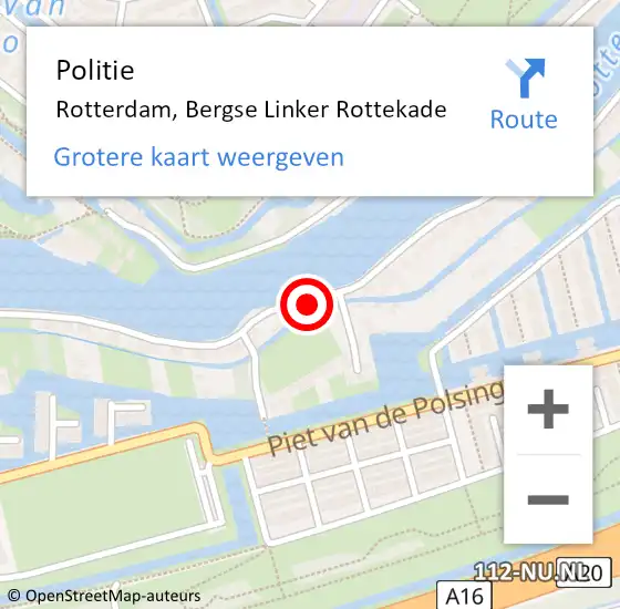 Locatie op kaart van de 112 melding: Politie Rotterdam, Bergse Linker Rottekade op 17 mei 2024 20:29