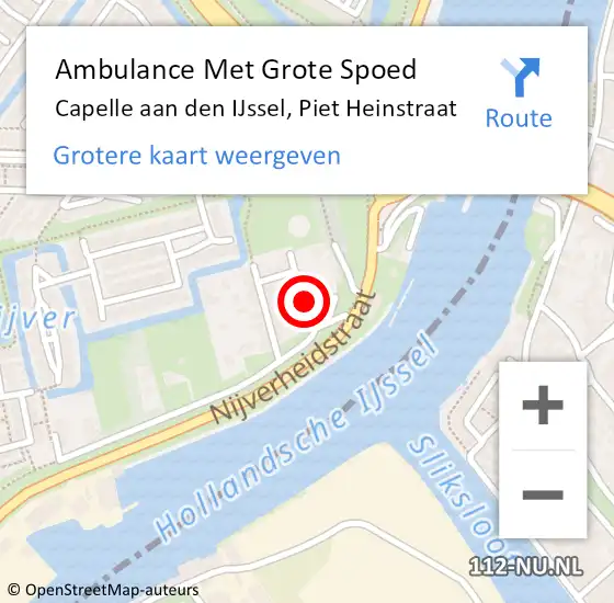 Locatie op kaart van de 112 melding: Ambulance Met Grote Spoed Naar Capelle aan den IJssel, Piet Heinstraat op 17 mei 2024 20:30