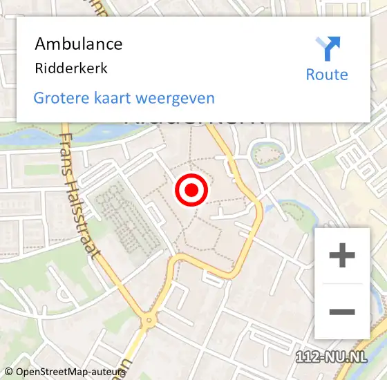 Locatie op kaart van de 112 melding: Ambulance Ridderkerk op 17 mei 2024 20:40