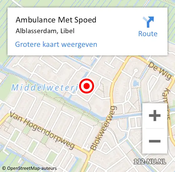 Locatie op kaart van de 112 melding: Ambulance Met Spoed Naar Alblasserdam, Libel op 17 mei 2024 20:46