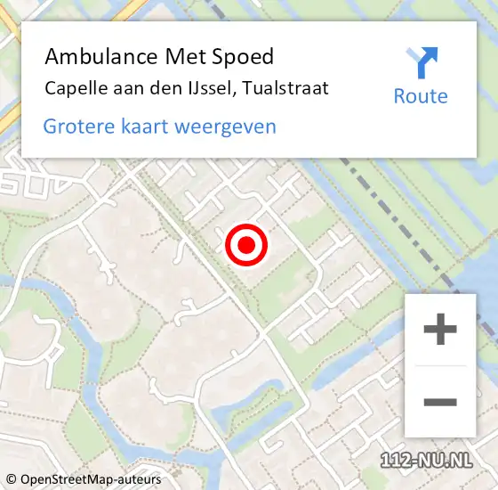 Locatie op kaart van de 112 melding: Ambulance Met Spoed Naar Capelle aan den IJssel, Tualstraat op 17 mei 2024 20:52