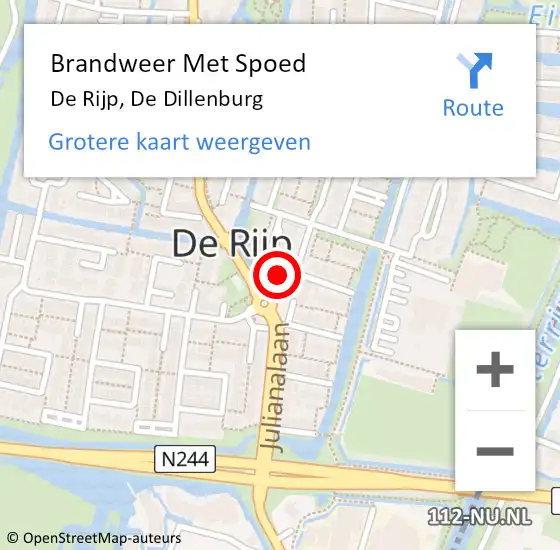 Locatie op kaart van de 112 melding: Brandweer Met Spoed Naar De Rijp, De Dillenburg op 17 mei 2024 20:54