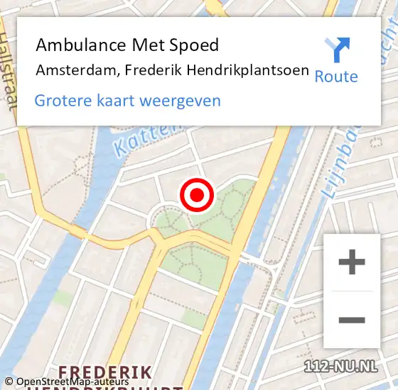 Locatie op kaart van de 112 melding: Ambulance Met Spoed Naar Amsterdam, Frederik Hendrikplantsoen op 17 mei 2024 20:55