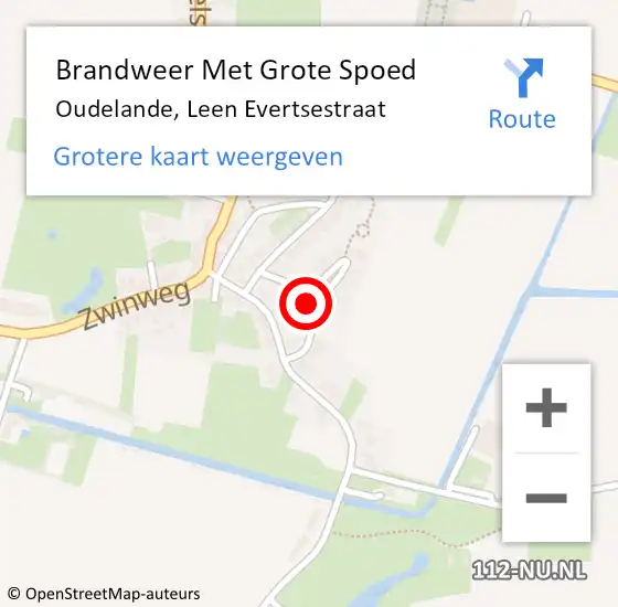 Locatie op kaart van de 112 melding: Brandweer Met Grote Spoed Naar Oudelande, Leen Evertsestraat op 17 mei 2024 21:01