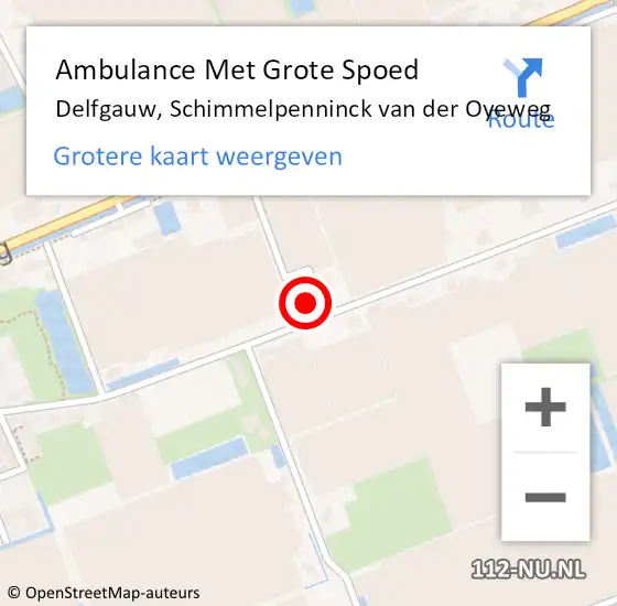 Locatie op kaart van de 112 melding: Ambulance Met Grote Spoed Naar Delfgauw, Schimmelpenninck van der Oyeweg op 17 mei 2024 21:04