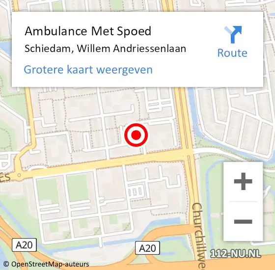Locatie op kaart van de 112 melding: Ambulance Met Spoed Naar Schiedam, Willem Andriessenlaan op 17 mei 2024 21:04