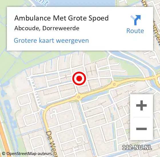 Locatie op kaart van de 112 melding: Ambulance Met Grote Spoed Naar Abcoude, Dorreweerde op 17 mei 2024 21:06