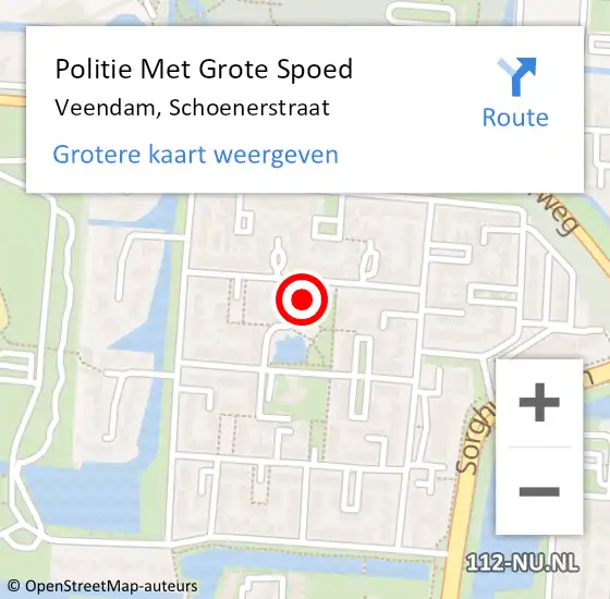 Locatie op kaart van de 112 melding: Politie Met Grote Spoed Naar Veendam, Schoenerstraat op 17 mei 2024 21:10