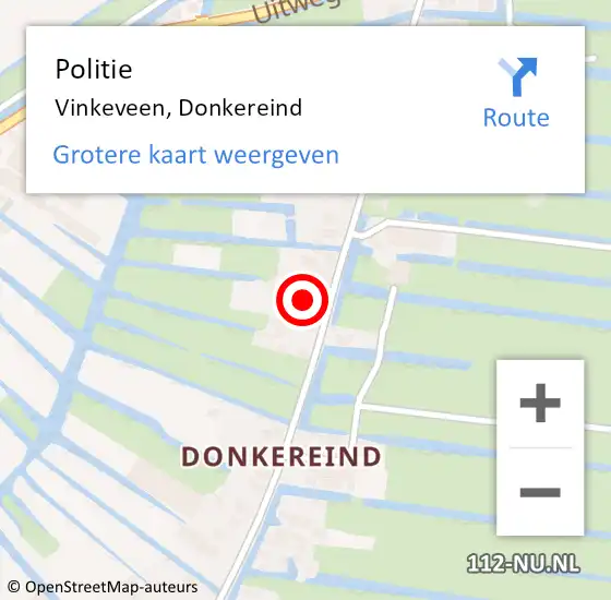Locatie op kaart van de 112 melding: Politie Vinkeveen, Donkereind op 17 mei 2024 21:16