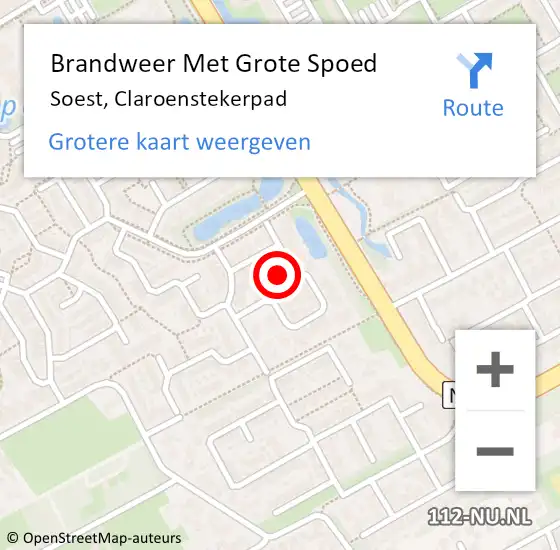 Locatie op kaart van de 112 melding: Brandweer Met Grote Spoed Naar Soest, Claroenstekerpad op 17 mei 2024 21:21