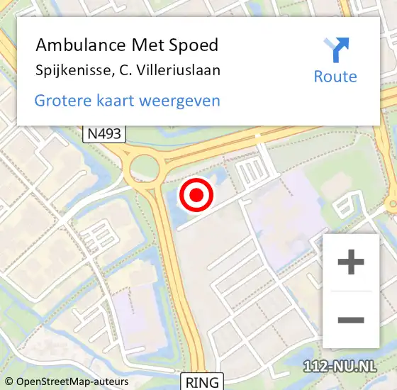 Locatie op kaart van de 112 melding: Ambulance Met Spoed Naar Spijkenisse, C. Villeriuslaan op 17 mei 2024 21:37