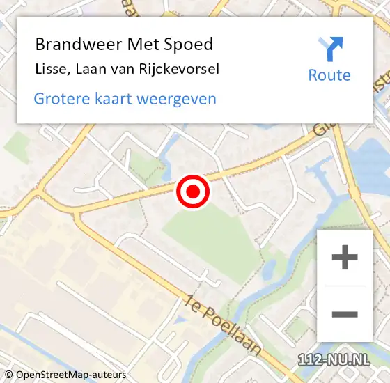 Locatie op kaart van de 112 melding: Brandweer Met Spoed Naar Lisse, Laan van Rijckevorsel op 17 mei 2024 21:49