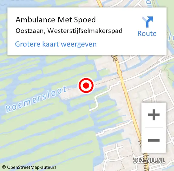 Locatie op kaart van de 112 melding: Ambulance Met Spoed Naar Oostzaan, Westerstijfselmakerspad op 17 mei 2024 21:53