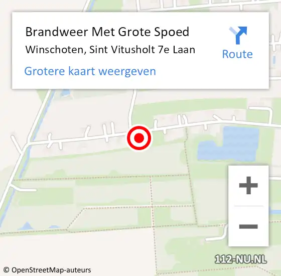 Locatie op kaart van de 112 melding: Brandweer Met Grote Spoed Naar Winschoten, Sint Vitusholt 7e Laan op 17 mei 2024 22:01