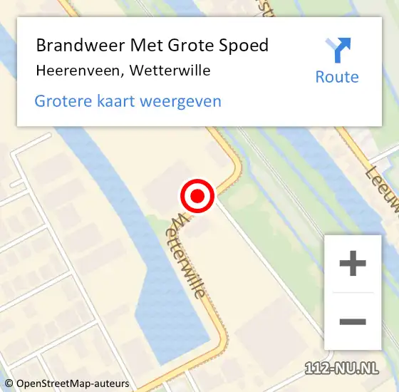 Locatie op kaart van de 112 melding: Brandweer Met Grote Spoed Naar Heerenveen, Wetterwille op 17 mei 2024 22:05