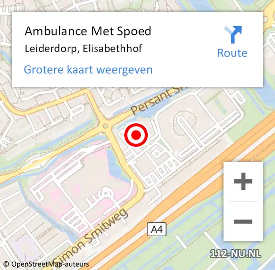 Locatie op kaart van de 112 melding: Ambulance Met Spoed Naar Leiderdorp, Elisabethhof op 17 mei 2024 22:26