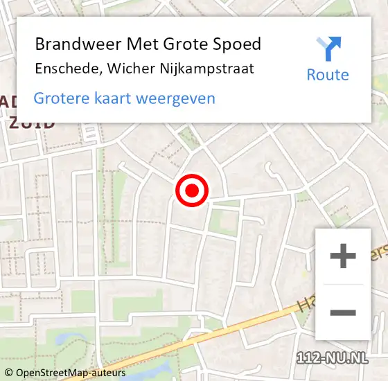 Locatie op kaart van de 112 melding: Brandweer Met Grote Spoed Naar Enschede, Wicher Nijkampstraat op 17 mei 2024 22:37