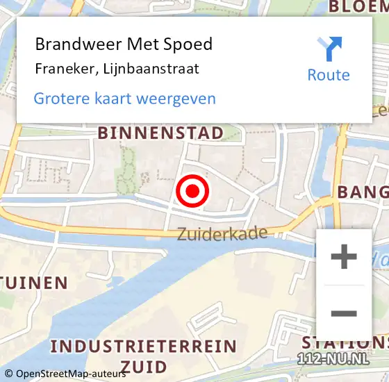 Locatie op kaart van de 112 melding: Brandweer Met Spoed Naar Franeker, Lijnbaanstraat op 17 mei 2024 22:44