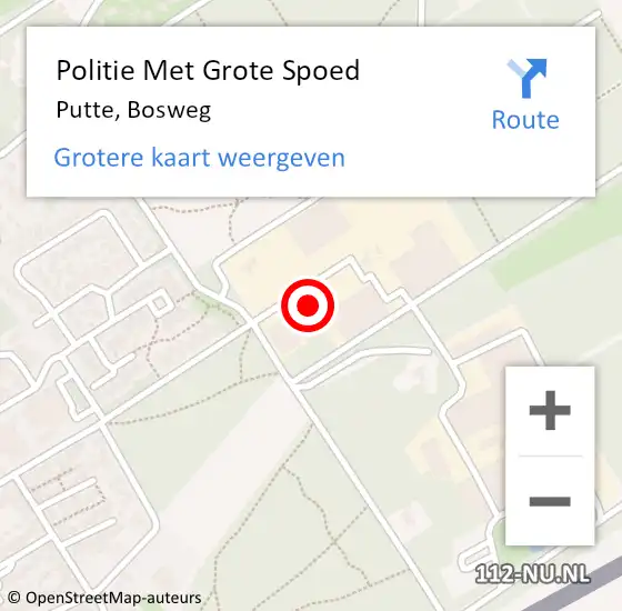 Locatie op kaart van de 112 melding: Politie Met Grote Spoed Naar Putte, Bosweg op 17 mei 2024 22:54