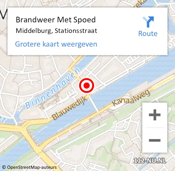 Locatie op kaart van de 112 melding: Brandweer Met Spoed Naar Middelburg, Stationsstraat op 17 mei 2024 22:56