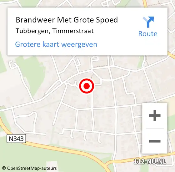 Locatie op kaart van de 112 melding: Brandweer Met Grote Spoed Naar Tubbergen, Timmerstraat op 17 mei 2024 23:01