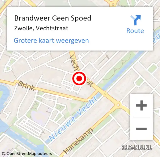 Locatie op kaart van de 112 melding: Brandweer Geen Spoed Naar Zwolle, Vechtstraat op 17 mei 2024 23:04
