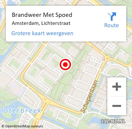 Locatie op kaart van de 112 melding: Brandweer Met Spoed Naar Amsterdam, Lichterstraat op 17 mei 2024 23:10