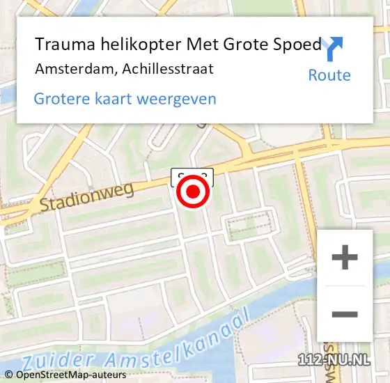 Locatie op kaart van de 112 melding: Trauma helikopter Met Grote Spoed Naar Amsterdam, Achillesstraat op 17 mei 2024 23:13