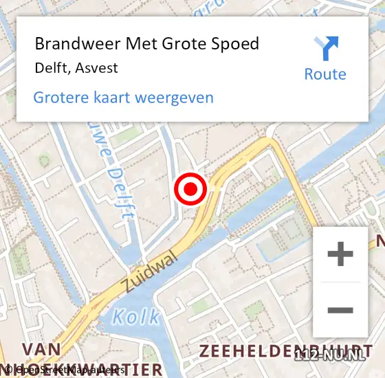 Locatie op kaart van de 112 melding: Brandweer Met Grote Spoed Naar Delft, Asvest op 17 mei 2024 23:17