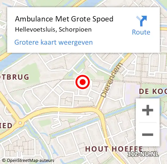 Locatie op kaart van de 112 melding: Ambulance Met Grote Spoed Naar Hellevoetsluis, Schorpioen op 17 mei 2024 23:18