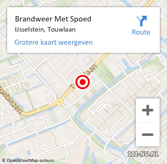 Locatie op kaart van de 112 melding: Brandweer Met Spoed Naar IJsselstein, Touwlaan op 17 mei 2024 23:21