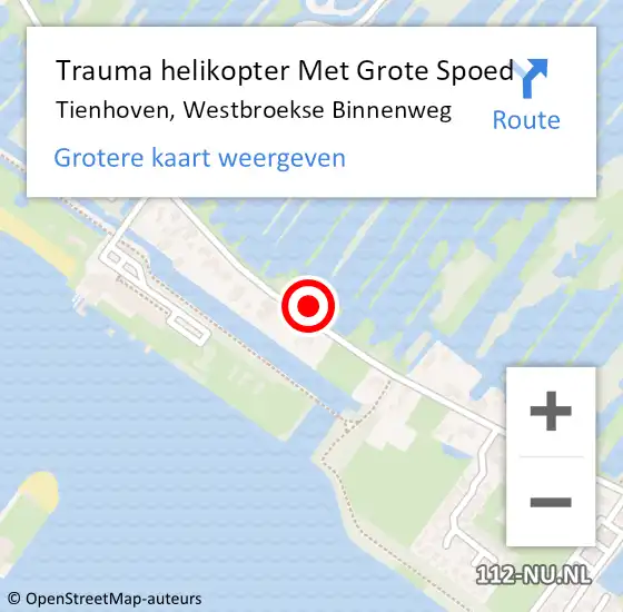 Locatie op kaart van de 112 melding: Trauma helikopter Met Grote Spoed Naar Tienhoven, Westbroekse Binnenweg op 17 mei 2024 23:23