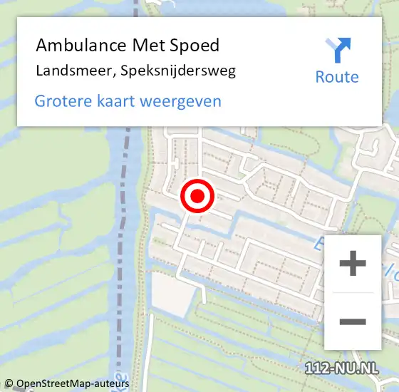 Locatie op kaart van de 112 melding: Ambulance Met Spoed Naar Landsmeer, Speksnijdersweg op 17 mei 2024 23:31